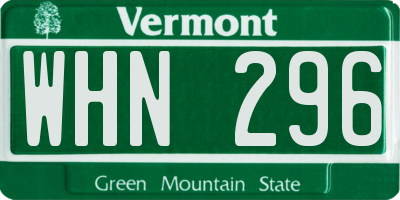 VT license plate WHN296