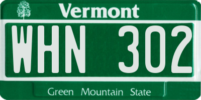 VT license plate WHN302