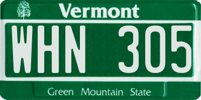 VT license plate WHN305