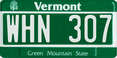 VT license plate WHN307