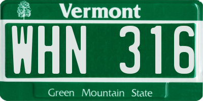 VT license plate WHN316