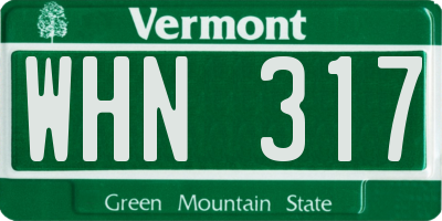 VT license plate WHN317