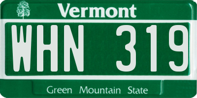 VT license plate WHN319