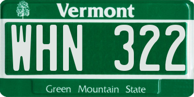 VT license plate WHN322