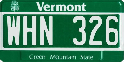 VT license plate WHN326
