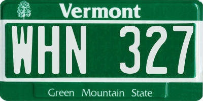 VT license plate WHN327