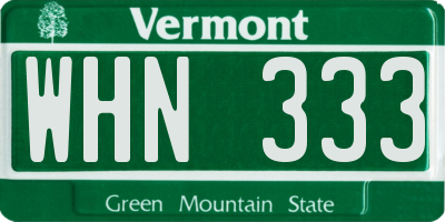 VT license plate WHN333
