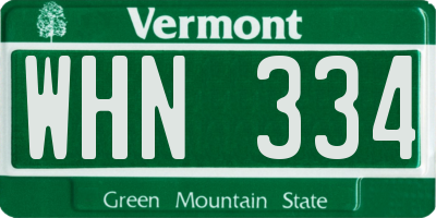 VT license plate WHN334