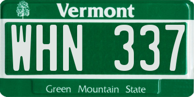 VT license plate WHN337