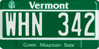 VT license plate WHN342