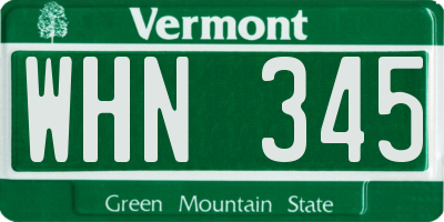 VT license plate WHN345