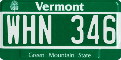 VT license plate WHN346