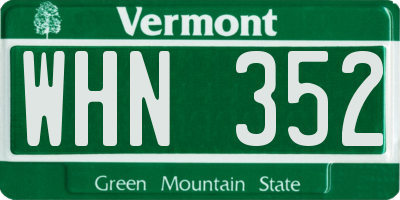 VT license plate WHN352