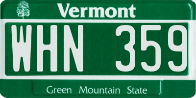 VT license plate WHN359