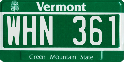 VT license plate WHN361