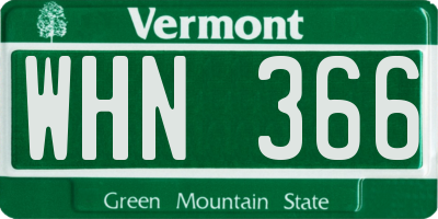 VT license plate WHN366
