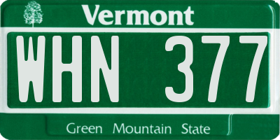 VT license plate WHN377