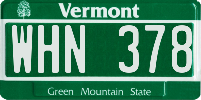 VT license plate WHN378