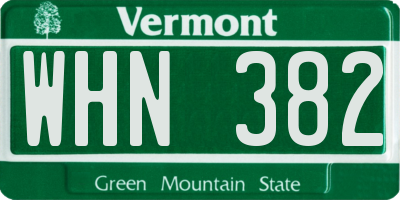 VT license plate WHN382