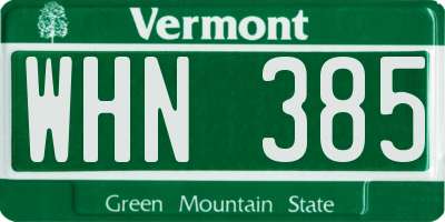 VT license plate WHN385
