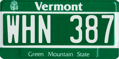 VT license plate WHN387