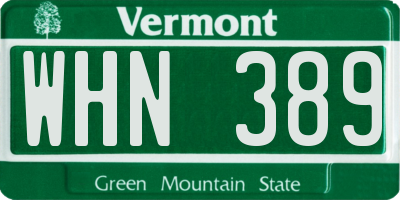 VT license plate WHN389