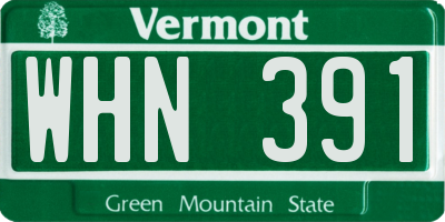 VT license plate WHN391