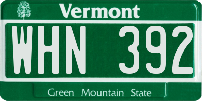 VT license plate WHN392