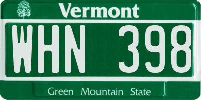 VT license plate WHN398