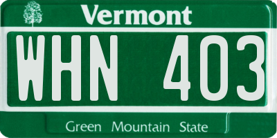 VT license plate WHN403