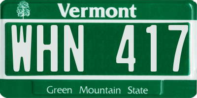 VT license plate WHN417
