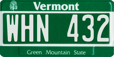 VT license plate WHN432
