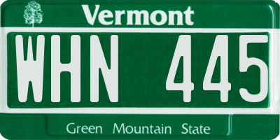 VT license plate WHN445