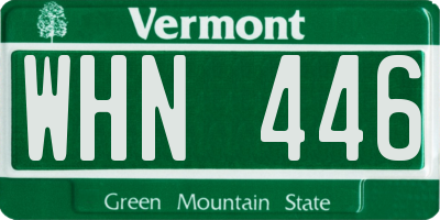 VT license plate WHN446