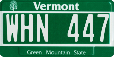 VT license plate WHN447