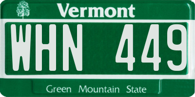 VT license plate WHN449