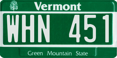 VT license plate WHN451