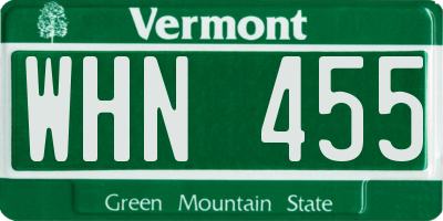 VT license plate WHN455