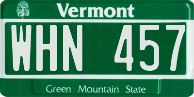 VT license plate WHN457