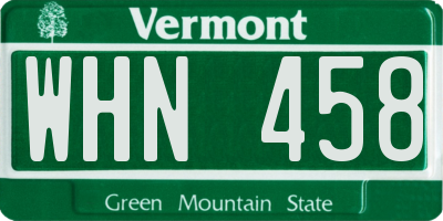 VT license plate WHN458