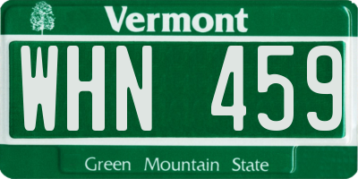 VT license plate WHN459