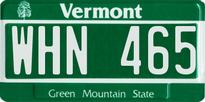 VT license plate WHN465
