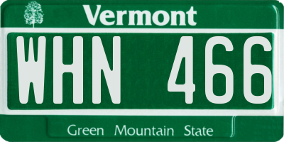VT license plate WHN466