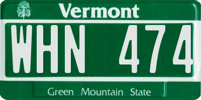 VT license plate WHN474