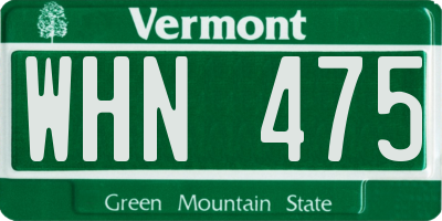VT license plate WHN475