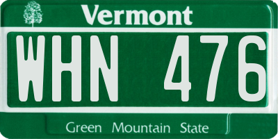 VT license plate WHN476