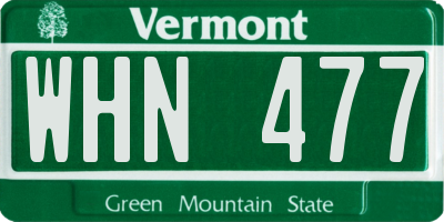 VT license plate WHN477