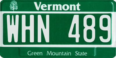 VT license plate WHN489