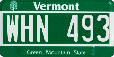VT license plate WHN493
