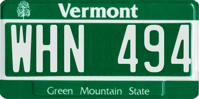 VT license plate WHN494
